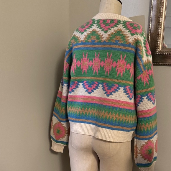 Boden Cream Multicolor Fair Isle Knit Cardigan - Picture 2 of 3
